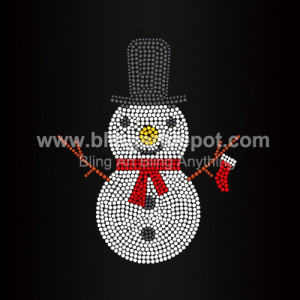 Snowman Iron On Rhinestone Heat Transfers